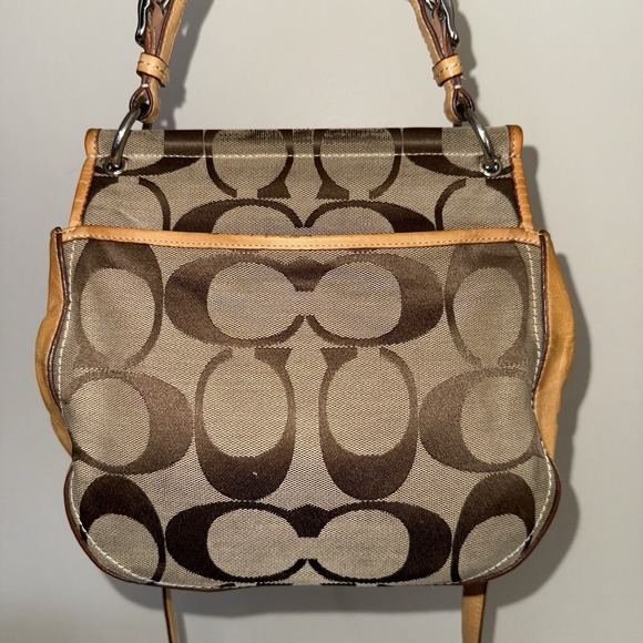 Coach Willis Brown Signature Canvas Tan‎ Leather 65th Anniversary Crossbody Bag! - Picture 4 of 15